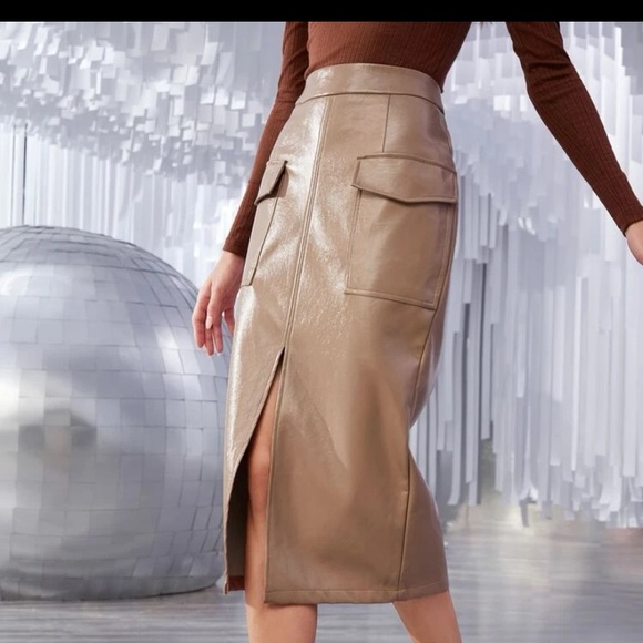 Dresses & Skirts - Faux leather midi skirt